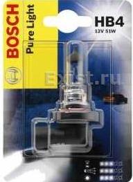 Лампа галогеновая Bosch Pure Light HB4, 1 987 301 063